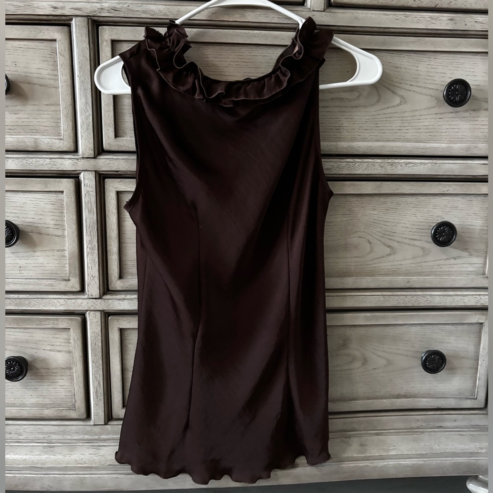 Chocolate Brown Ruffle Tank Top - Picture 2 of 5